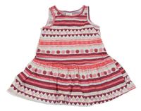 Bílo-růžovo-vínové vzorované šaty H&M