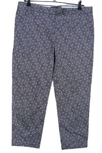 Dámské purpurovo-bílé vzorované plátěné crop kalhoty M&S