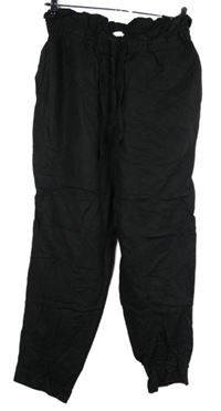 Dámské černé lněné crop kalhoty H&M