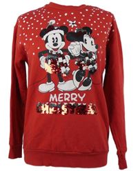 Dámská červená vánoční mikina s Mickeym a Minnie Disney + George 
