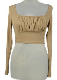 Dámské béžové žebrované crop triko Shein 