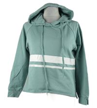 Dámská mátová crop mikina s pruhy a kapucí Zaful