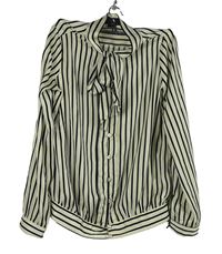 Dámská černo-béžová pruhovaná halenka s vázačkou Amisu 