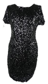 Nové - Dámské černé flitrové šaty Apricot 