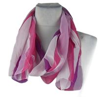 Dámská růžovo-fialovo-bílá pruhovaná šifonová šála 