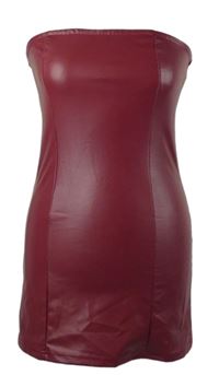 Dámské vínové koženkové minišaty Shein 