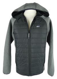 Pánská černo-šedá sportovní bunda s kapucí Jack & Jones 