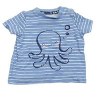 Modro-bílé pruhované tričko s chobotnicí F&F
