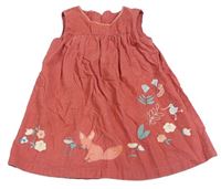 Starorůžové manšestové šaty s liškou a kytičkami M&S