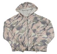 Růžovo-barevná propínací crop mikina s nápisem a kapucí River Island
