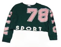 Tmavozelená crop mikina s číslem H&M
