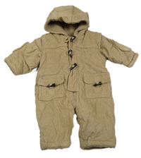 Béžová manšestrová zateplená kombinéza s kapucí Mothercare