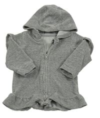 Šedá sametová propínací mikina s kapucí George