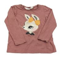 Vínové triko s králíčkem H&M