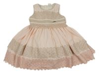 Růžovo-béžové šaty s krajkou 