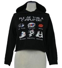 Dámská černá crop mikina s potiskem a kapucí FB Sister