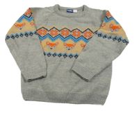 Šedý svetr s liškami Lupilu