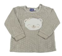 Šedé sametové triko se srdíčky a medvídkem Lupilu