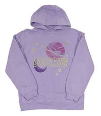 Lila mikina s planetou a kapucí Primark