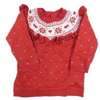 Červeno-bílý svetr se vzorem a volánky George