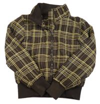 Hnědo-žlutá kostkovaná šusťáková zateplená bunda Steeds vel. 176
