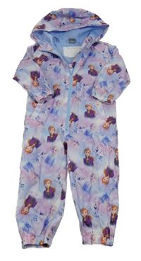 Lila-světlemodrá šusťáková jarní kombinéza s kapucí - Ledové království Disney