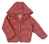 Růžová šusťáková zimní bunda s kapucí Mango