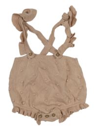 Starorůžové puntíkaté pletené kraťasy s kšandami George