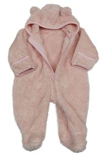 Světlerůžová chlupatá kombinéza s kapucí Ergee