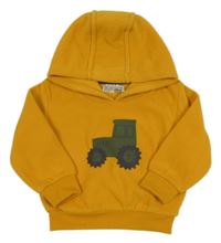 Pomerančová fleecová mikina s traktorem a kapucí Ergee