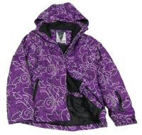 Fialová vzorovaná šusťáková lyžařská bunda s kapucí CMP