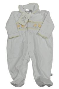 Nové - Bílý overal s kuřátky a límečkem 