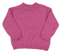 Růžový svetr s kamínky Matalan