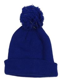 Modrá čepice s bambulí