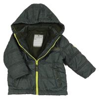 Tmavozelená šusťáková zateplená bunda s kapucí 