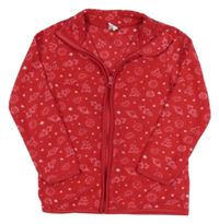 Jahodová fleecová propínací mikina s obrázky Kiki&Koko