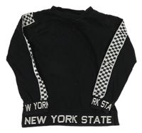 Černá mikina s kostkovaným pruhem Pep&Co