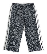 Černo-bílé vzorované tepláky s pruhy Adidas 