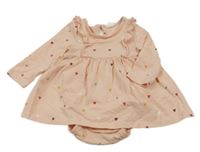 Lososové šatové body se srdíčky a volánky H&M
