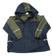 Tmavomodro-khaki šusťáková bunda s kapucí 