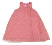 Růžové tylové šaty se srdíčky a květem Kiki&Koko