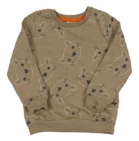 Hnědá mikina s medvědy 