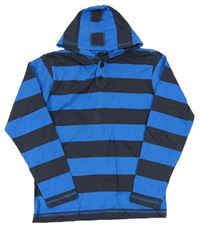 Modro-tmavomodré pruhované triko s kapucí George