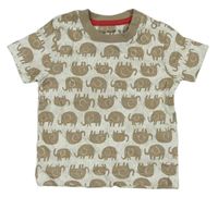 Bílo-béžové vzorované tričko se slony Nutmeg