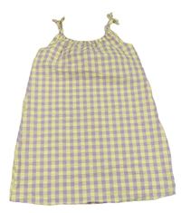 Fialovo-žluté kostkované krepované šaty Nutmeg