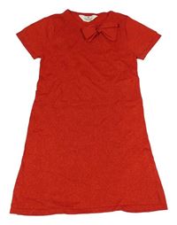 Červené třpyřtivé svetrové šaty s mašlí H&M