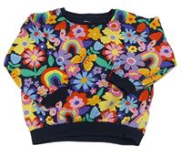 Tmavomodrá oversize mikina s kytičkami F&F