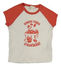 Bílo-červené tričko s jahodami H&M