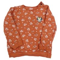 Rezavá mikina s kytičkami a Minnií Disney