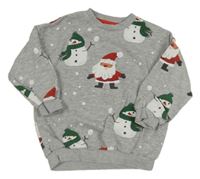 Šedá mikina se Santy a sněhuláky F&F